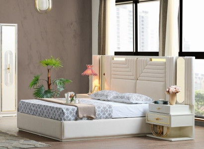 Modern Bedroom Set Bed + 2x Bedside tables Design Furniture 3 pcs EU