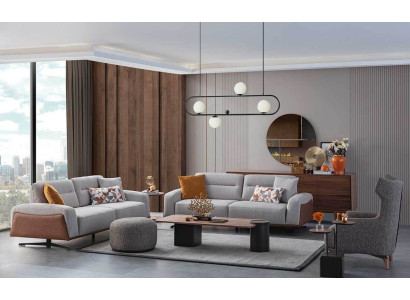 Designer Sofa set 3+3+1 Seater Couch Upholstery Seating Set new Gray Set