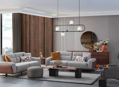 Designer Sofa set 3+3+1 Seater Couch Upholstery Seating Set new Gray Set