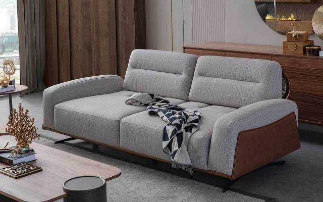 Designer Sofa set 3+3+1 Seater Couch Upholstery Seating Set new Gray Set