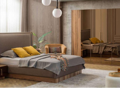 Luxury Bedroom Set Bed + 2x Bedside tables +Wardrobe Wood Complete's Modern new