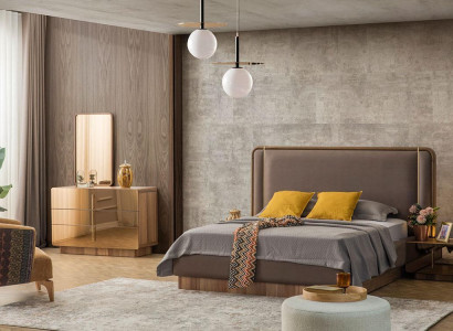 Bedroom Set Bed + 2x Bedside tables + Chest of drawers + Mirror Design Furniture new 5 pieces