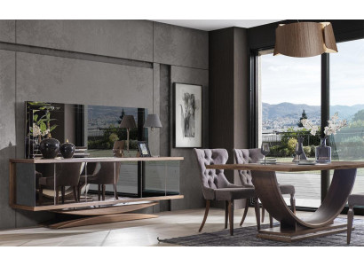 Dining room Set 6x Chairs Dining table Sideboard Mirror Set Dining room Designer new