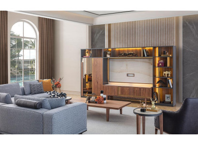 Living room furniture Wall unit Wood Furnishings TV lowboard Complete new Furniture