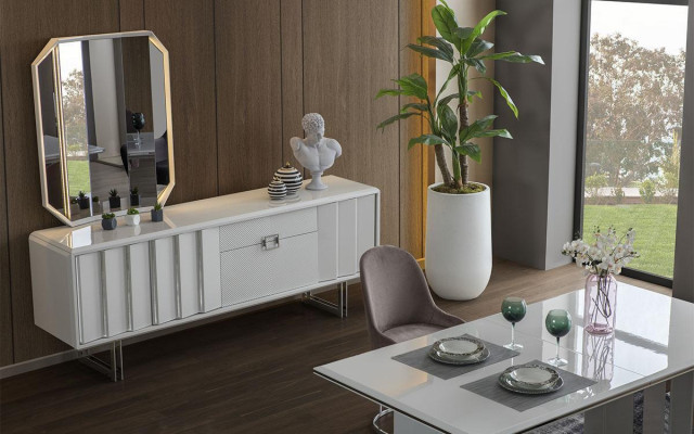 Group Sideboard Mirror Chest of drawers Cabinets Wood Furniture White Living room