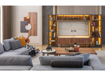 Luxury Wall unit Designer Style Modern Living room Set Wall Display case Lowboard