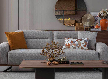 Sofa 3 Seater Design Sofas Upholstery Couches Gray Relax Seat Furniture Modern Relax