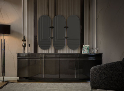 Sideboard with 3x Mirror Sideboard Luxury Suite Chest of drawers Wood Chests of drawers Modern