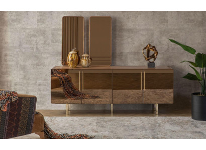 Sideboard with 2x Mirror Sideboard Luxury Suite Chest of drawers Wood Chests of drawers Modern