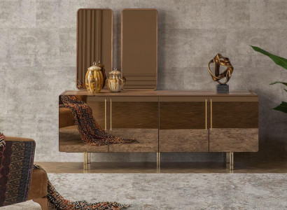 Sideboard with 2x Mirror Sideboard Luxury Suite Chest of drawers Wood Chests of drawers Modern