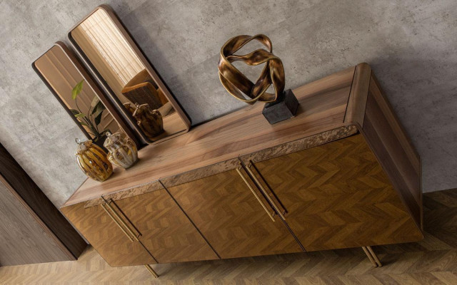 Sideboard with 2x Mirror Sideboard Luxury Suite Chest of drawers Wood Chests of drawers Modern