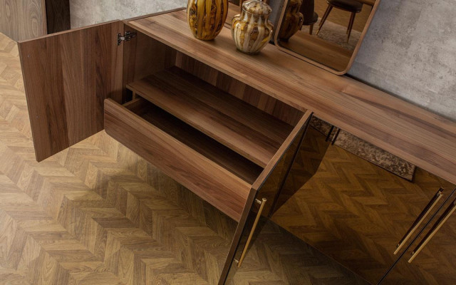 Sideboard with 2x Mirror Sideboard Luxury Suite Chest of drawers Wood Chests of drawers Modern