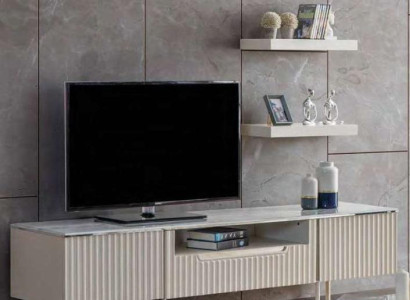 TV cabinet with 2x shelves Lowboard Sideboard Table Living room Modern Wood Design