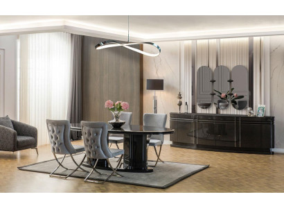 Luxurious dining room set dining table + 6x chairs + sideboard + 3x mirror 11 pieces new