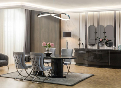 Luxurious dining room set dining table + 6x chairs + sideboard + 3x mirror 11 pieces new