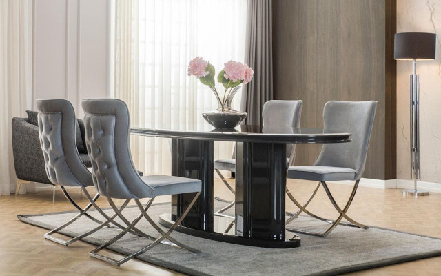 Luxurious dining room set dining table + 6x chairs + sideboard + 3x mirror 11 pieces new