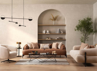 Sofa set 3+3+1 Seater Textile Wood Sofa 3 Seater Modern Armchair new Complete Set