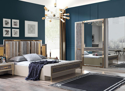 Luxury Bed Bedside table Wardrobe 4-piece Bedroom Set Modern new