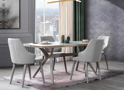 Modern Dining table 6x Chairs Designer Luxury Dining room Furniture Wood Dining set