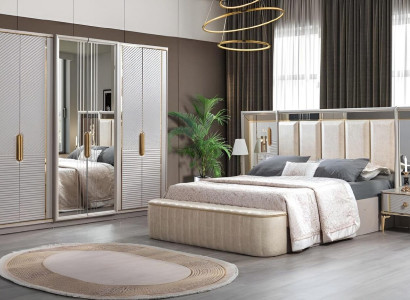 Bedroom Set Luxury Complete's Bed 2x Bedside table Wardrobe 4-piece Furniture