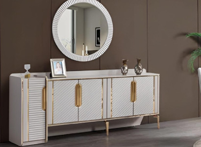 Sideboard Mirror White Wood Drawer Cabinet style Furniture Sideboard Chest of drawers