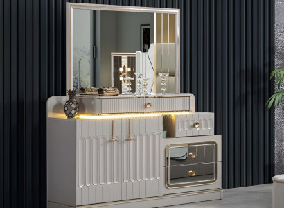 Luxury Chest of drawers with Mirror Bedroom Furniture style White Sideboard Furniture