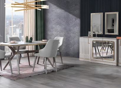 Dining room Set Suite Sideboard with 2x Mirror Table 6x Chair 10pcs.