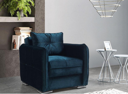 Design Seater Luxury Armchair Relax Textile Blue Color Armchair Club Lounge Modern