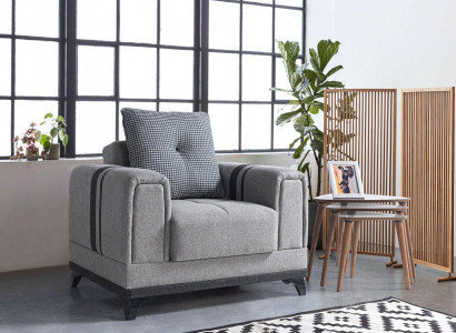 Design Seater Luxury Armchair Relax Textile Gray Armchair Lounge Club Modern Luxury