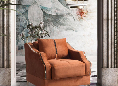 Design Seater Luxury Armchair Relax Textile with stainless steel Lounge Club single seater