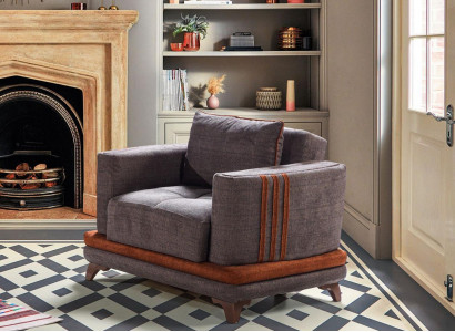 Design Seater Luxury Armchair Relax Textile Gray Armchair Club Modern Luxury