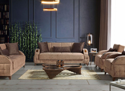 Designer Sofa set 3+2+1+1 Seater Couch Upholstery Seat Pad Brown Set