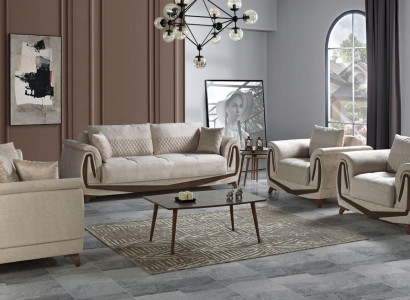 Sofa set 3+2+1+1 Wood Living room Luxury Sofa Modern Fabric Complete new