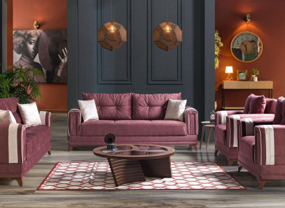 Designer Sofa set 3+2+1+1 Seater Couch Upholstery Seating Set Pink Relax