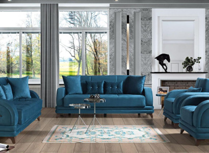 Sofa set 3+2+1+1 Wood Living room Luxury Sofa Modern Fabric Complete new Modern