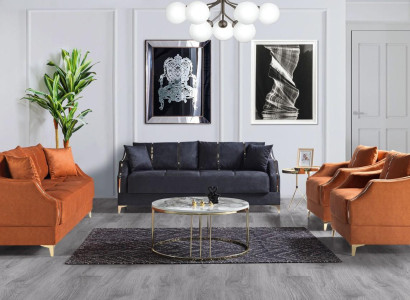 Sofa set 3+2+1+1 Seater Living room Set Complete Textile Sofa Armchair Wood new