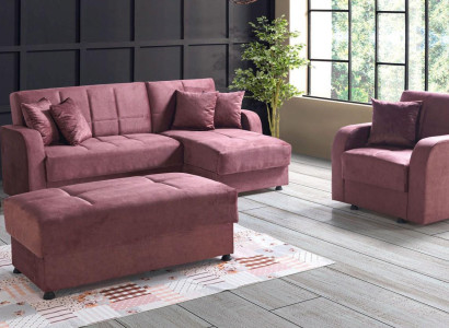 Luxury Living room Set Armchair Corner sofa Stool L-shape Modern Set Complete Relax