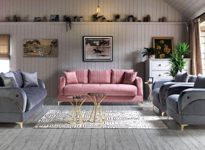 Sofa set 3+3+1+1 Seater Textile Modern Complete Armchair Sofa 3 Seater Luxury