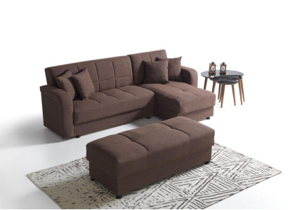 Luxury Living room Set Stool + Corner sofa L-shape Modern Set Relax Complete