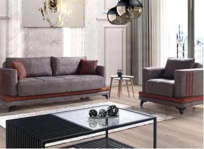 Sofa set 3+1 Seater Textile Wood Sofa 3 Seater Modern Armchair Complete Set new Eu