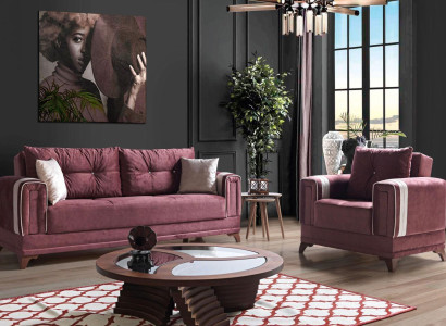 Sofa set 3+1 Seater Textile Wood Sofa 3 Seater Modern Armchair Complete Set eu