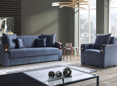 Sofa set 3+1 Seater Textile Wood Sofa 3 Seater Modern Armchair Complete Set 1