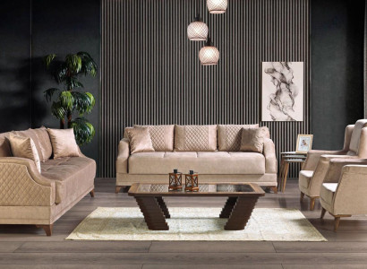Sofa set 3+2+1+1 Seater Armchair Suite Modern Relax Furniture Beige Luxury