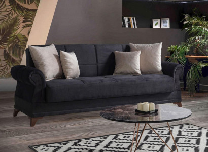 Luxury Sofa 3 Seater Textile Sofa Black Design Furniture 3er Upholstery new Relax Set