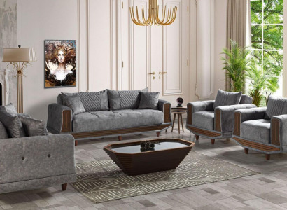 Sofa set 3+2+1+1 Seater Textile Wood Sofa 3 Seater Modern Armchair Complete Set