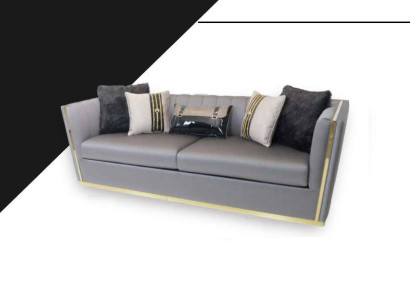 Gray Three Seater Sofa Couch Upholstery Furniture Furnishings 250cm xxl Couches
