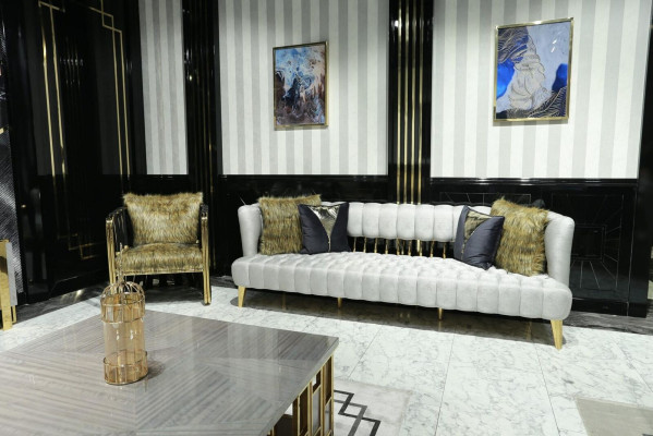 Luxury White Sofa 3 Seater with Armchair Modern Design Furniture Three Seater