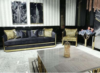 Luxury Furnishings Living room Furniture Sofa Set 3+1 Seat Sofa set Black