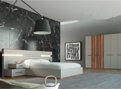 Bed Bedside table Wardrobe Luxury 4 pcs. Bedroom set new design