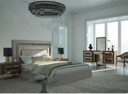 Design Bedroom 5-piece Complete Set Bed Bedside table Chest of drawers Wardrobe